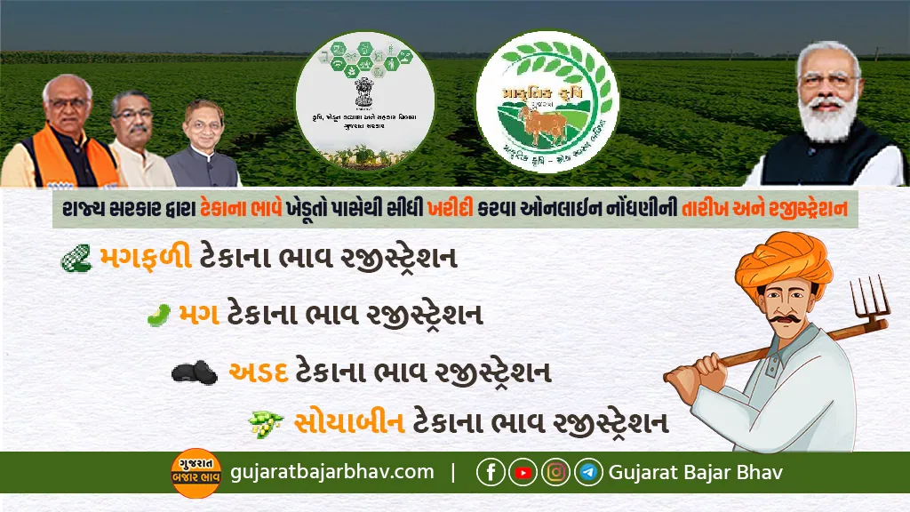 Gujarat farmer mungali mung urad soyabean tekana bhav date registration