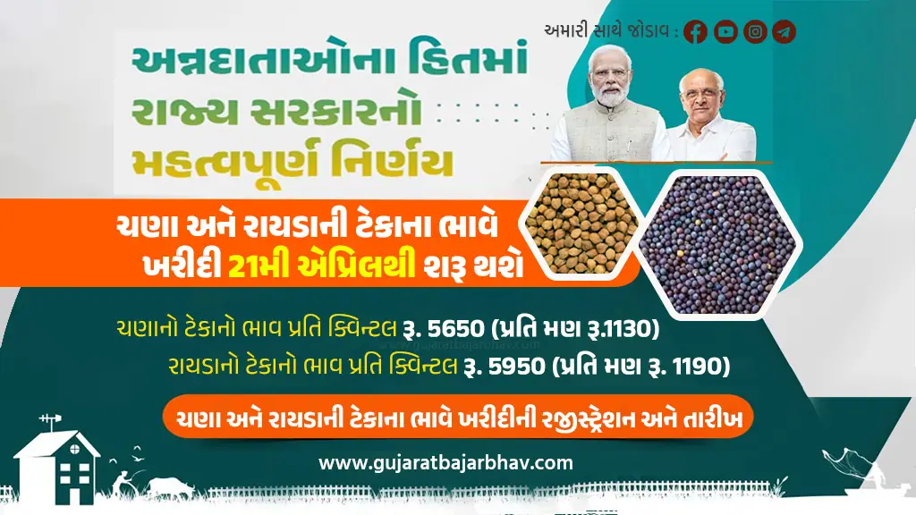 Gujarat PM Asha Yojana under chana and rayda tekana bhav purchase Registration and date announced by Raghavji Patel