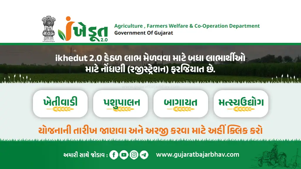 ikhedut 2.0 portal gujarat Registration of applications for farmers agricultural schemes has been started