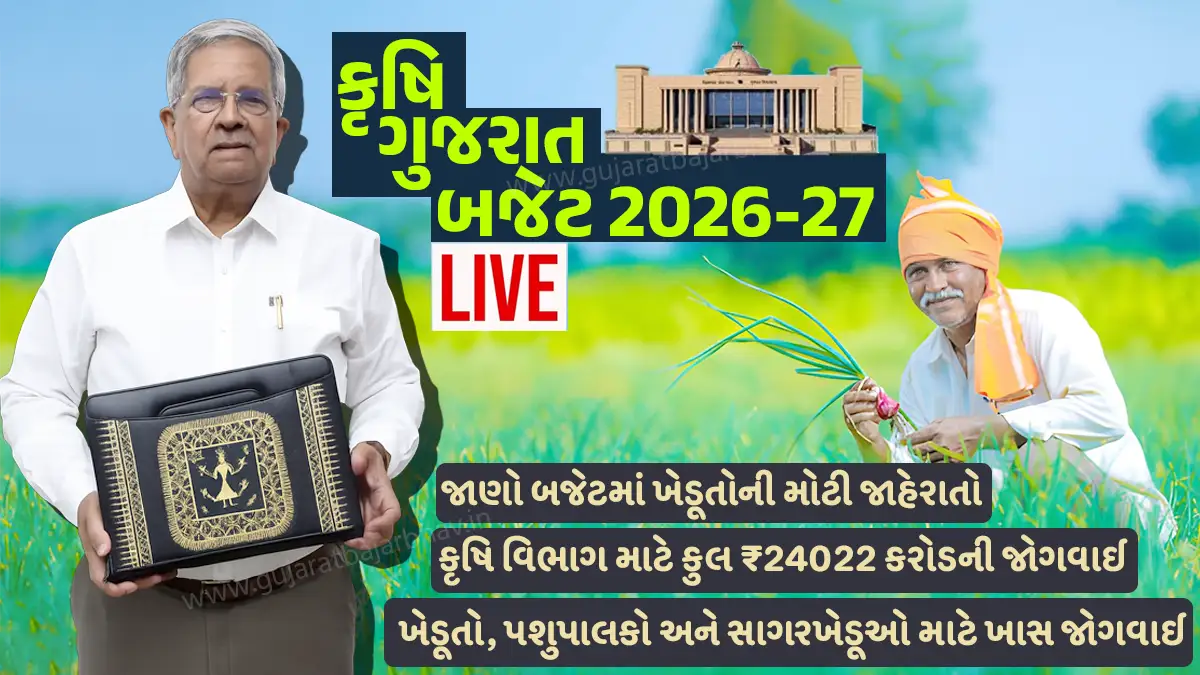 Gujarat Budget 2026-27 Live Updates: Finance Minister Kanubhai Desai announcements for farmers in the 5th Agriculture Budget 2026-27