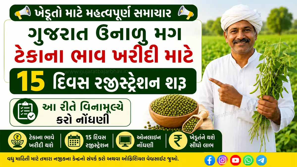 farmers Important news : Registration for sale of summer mung beans at MSP for 15 days has started for farmers in Farmer Registry Gujarat portal
