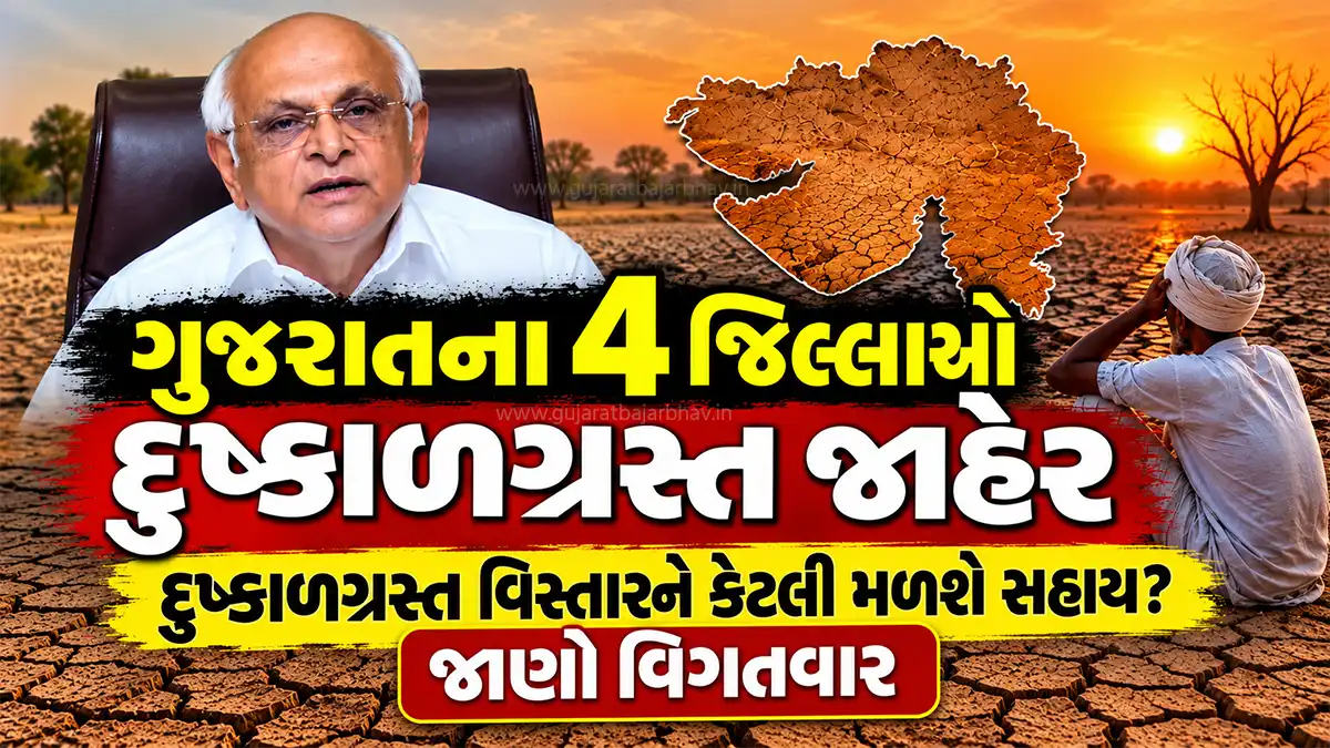 Gujarat 4 Districts in Declared 2026 Drought-Affected: ₹8,500 per Hectare for Farmers and ₹80 for Cattle Rearers Government Announcements